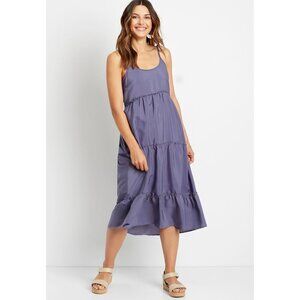 Maurices Purple‎ Tiered Midi Dress Women's Sz XXL Boho Casual Travel NWT!